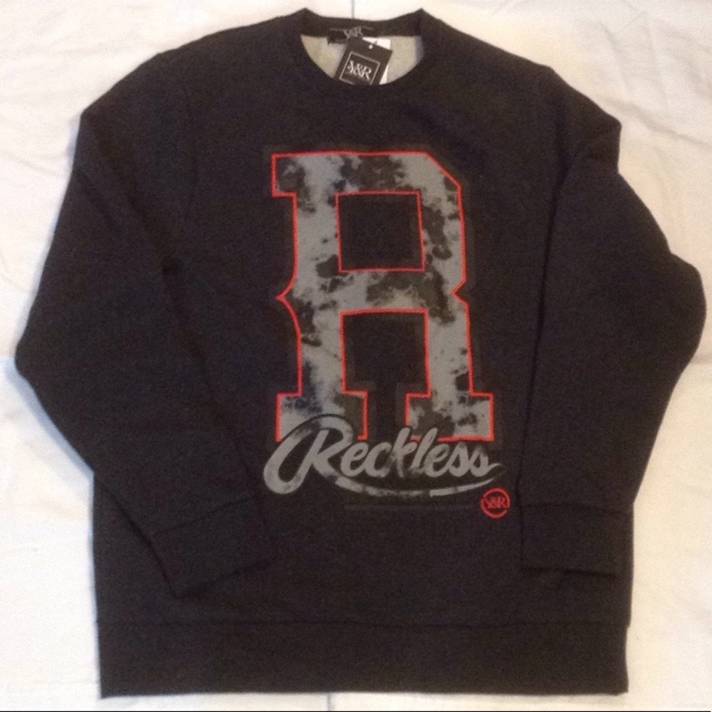 Men's young & reckless big R crew sweatshirt new